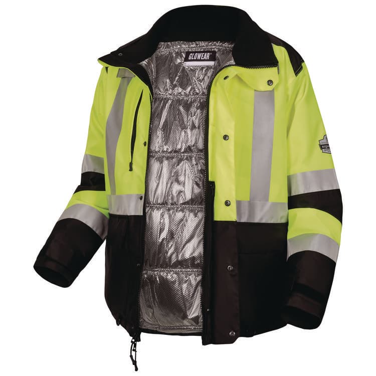 TENACIOUS HOLDINGS, . GloWear Class 3 Hi-Vis Winter Jacket with AmpliFIRE Heat Reflective Lining, Medium, Lime (EGO25723) thumbnail 4