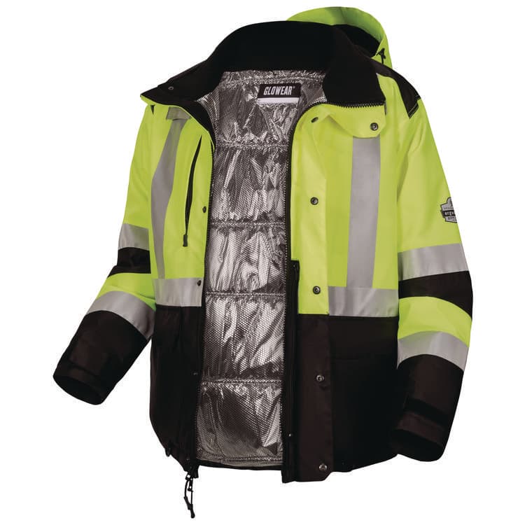 TENACIOUS HOLDINGS, . GloWear Class 3 Hi-Vis Winter Jacket with AmpliFIRE Heat Reflective Lining, 4X-L,arge Lime (EGO25728) thumbnail 3