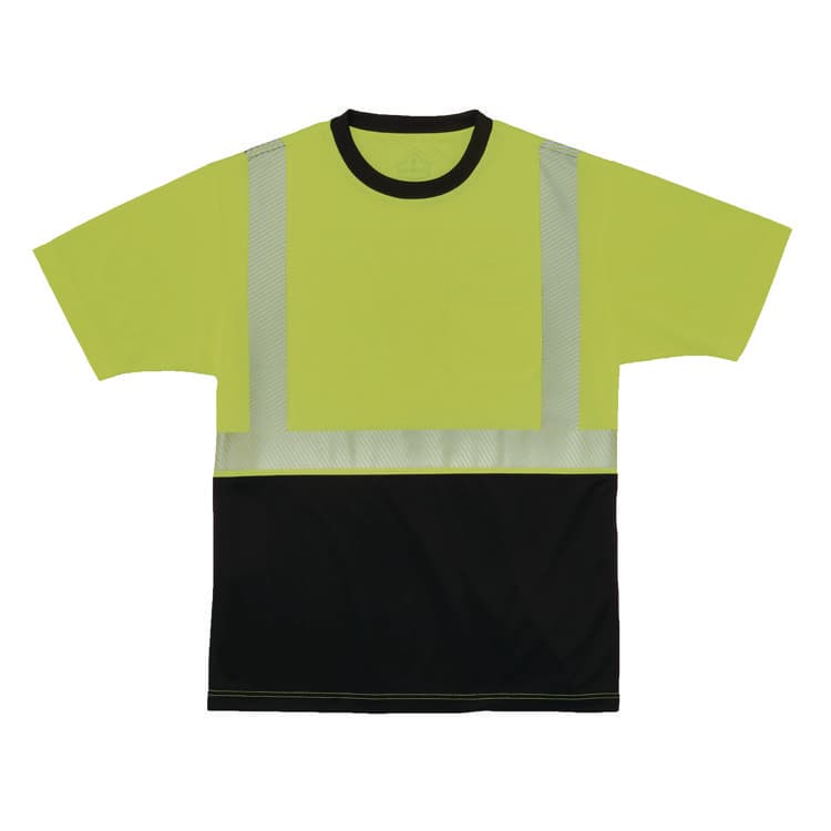 ERGODYNE CORPORATION GloWear 8280BK Class 2 Performance T-Shirt with Black Bottom, 3X-Large Long, Lime (EGO22567)