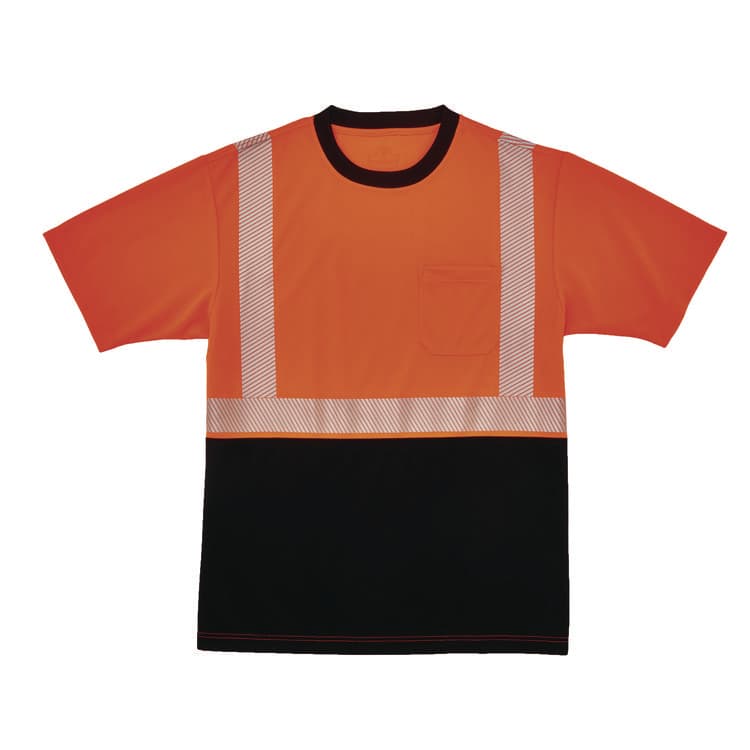 ERGODYNE CORPORATION GloWear 8280BK Class 2 Performance T-Shirt with Black Bottom, 3X-Large Long, Orange (EGO22617)