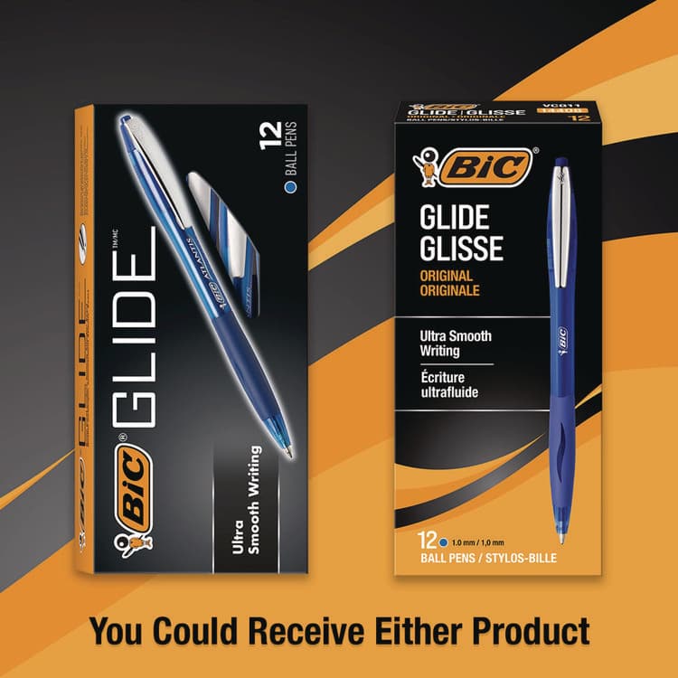 BIC CORP. GLIDE Ballpoint Pen, Retractable, Medium 1 mm, Blue Ink, Translucent Blue/Blue Barrel, Dozen (BICVCG11BE) thumbnail 3