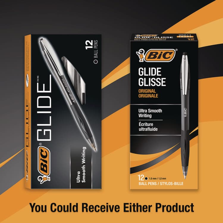 BIC CORP. GLIDE Ballpoint Pen, Retractable, Medium 1 mm, Black Ink, Smoke/Black Barrel, Dozen (BICVCG11BK) thumbnail 3