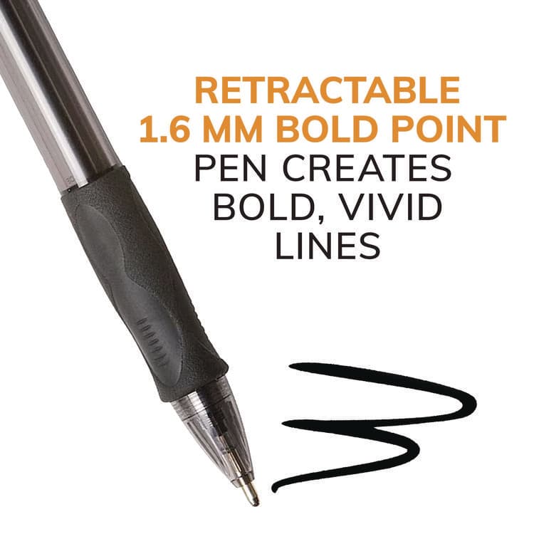 BIC CORP. GLIDE Bold Ballpoint Pen Value Pack, Retractable, Bold 1.6 mm, Black Ink, Smoke Barrel, 36/Pack (BICVLGB361BK) thumbnail 4