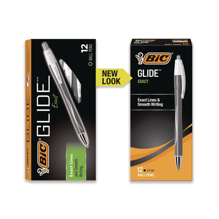 BIC CORP. GLIDE Exact Ballpoint Pen, Retractable, Fine 0.7 mm, Black Ink, Black Barrel, Dozen (BICVCGN11BK) thumbnail 2