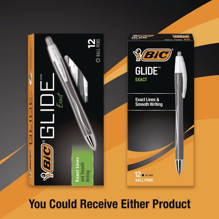 BIC CORP. GLIDE Exact Ballpoint Pen, Retractable, Fine 0.7 mm, Black Ink, Black Barrel, Dozen (BICVCGN11BK) thumbnail 3