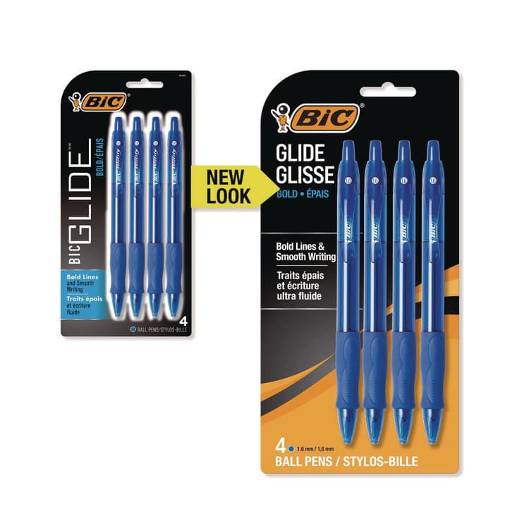 BIC CORP. GLIDE Bold Ballpoint Pen, Retractable, Bold 1.6 mm, Blue Ink, Translucent Blue Barrel, 4/Pack (BICVLGBP41BLU) thumbnail 2