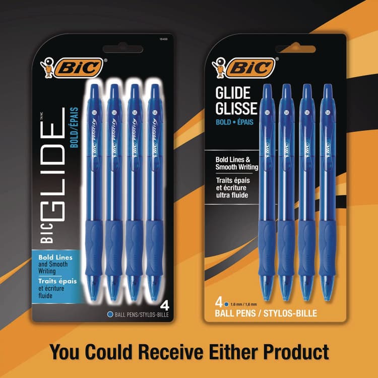 BIC CORP. GLIDE Bold Ballpoint Pen, Retractable, Bold 1.6 mm, Blue Ink, Translucent Blue Barrel, 4/Pack (BICVLGBP41BLU) thumbnail 3