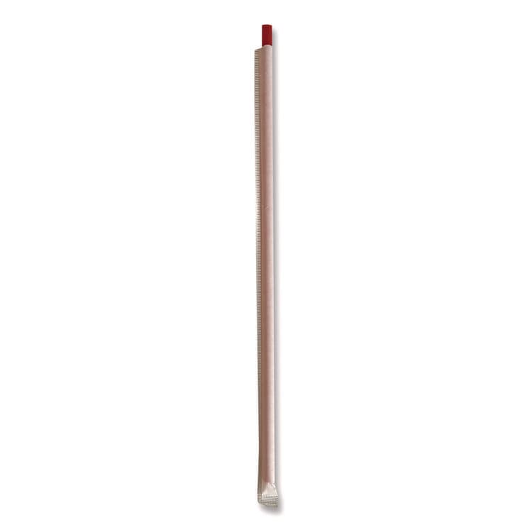 BOARDWALK Wrapped Giant Straws, 10.25", Polypropylene, Red, 300/Pack, 4 Packs/Carton (BWKGST1025RD) thumbnail 2