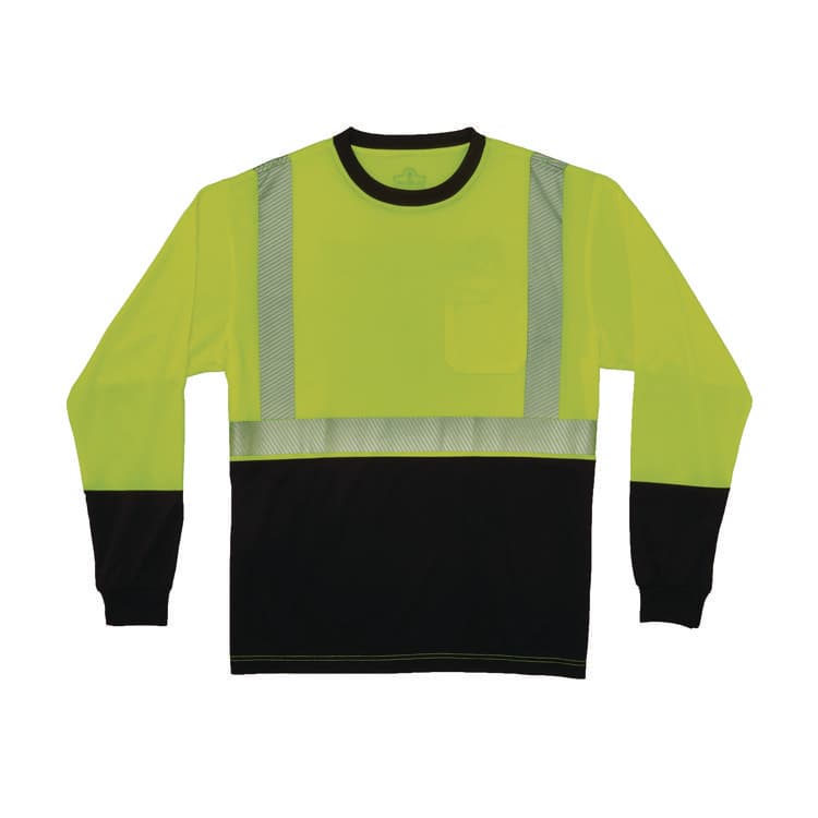 ERGODYNE CORPORATION GloWear 8281BK Class 2 Long Sleeve Shirt with Black Bottom, 6X-Large Long, Lime (EGO22660)