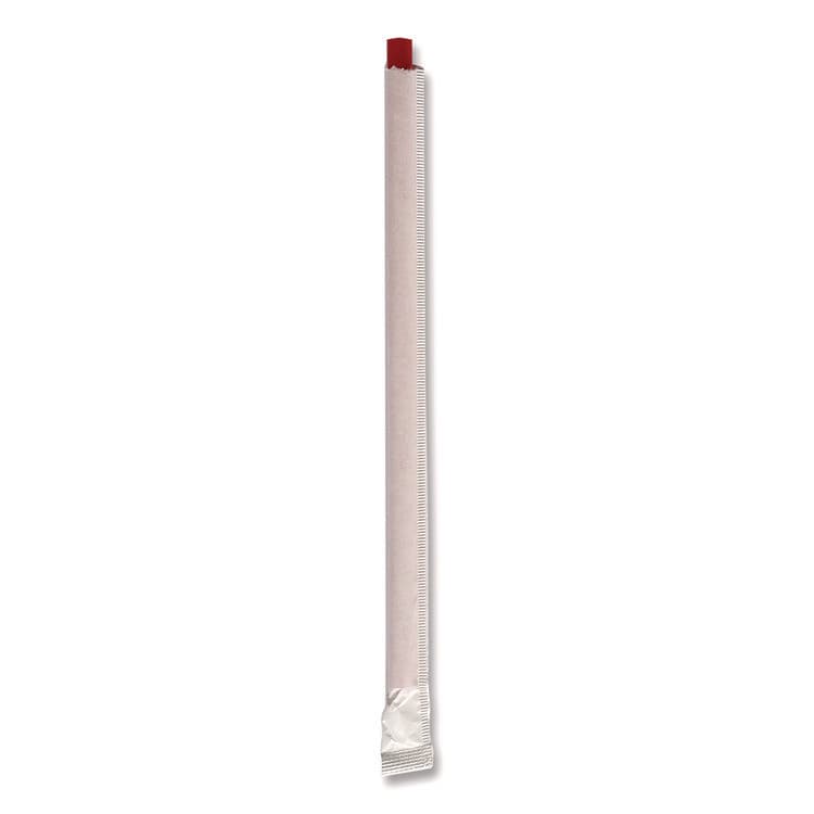 BOARDWALK Wrapped Giant Straws, 7.75", Polypropylene, Red, 300/Pack, 24 Packs/Carton (BWKGSTW775RD) thumbnail 2