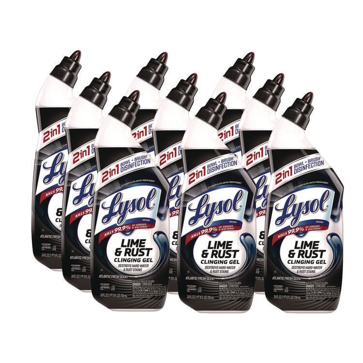 RECKITT BENCKISER Disinfectant Toilet Bowl Cleaner w/Lime/Rust Remover, Atlantic Fresh, 24 oz, 9/Carton (RAC98013)