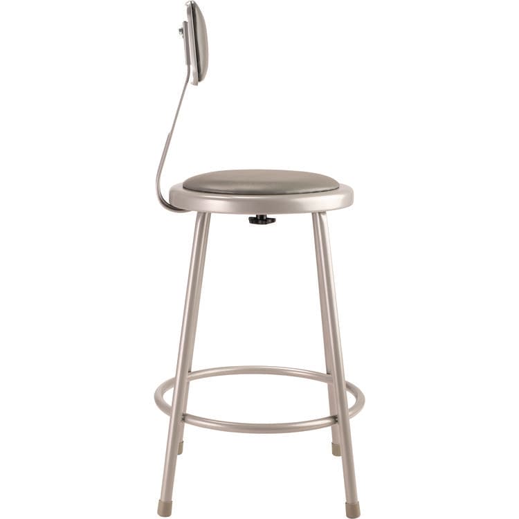 NATIONAL PUBLIC SEATING 6400 Series Heavy Duty Vinyl Padded Steel Stool With Backrest, Supports Up to 500 lb, 24" Seat Height, Gray Seat, Gray Base (NPS6424B) thumbnail 2