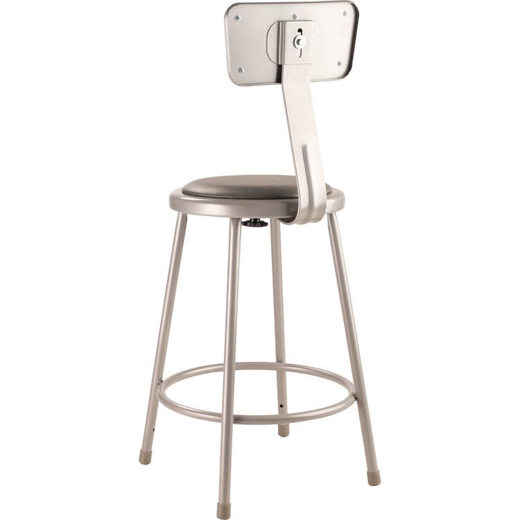 NATIONAL PUBLIC SEATING 6400 Series Heavy Duty Vinyl Padded Steel Stool With Backrest, Supports Up to 500 lb, 24" Seat Height, Gray Seat, Gray Base (NPS6424B) thumbnail 3