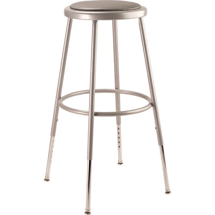 NATIONAL PUBLIC SEATING 6400 Series Height Adjustable Heavy Duty Vinyl Padded Steel Stool, Supports 500 lb, 25" to 33" Seat Height, Gray Seat/Base (NPS6424H)
