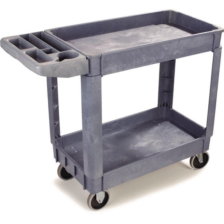 BOARDWALK Two-Shelf Utility Cart, Plastic, 2 Shelves, 500 lb Capacity, 17.25" x 40" x 33.5", Gray (BWK4024UCGRA)