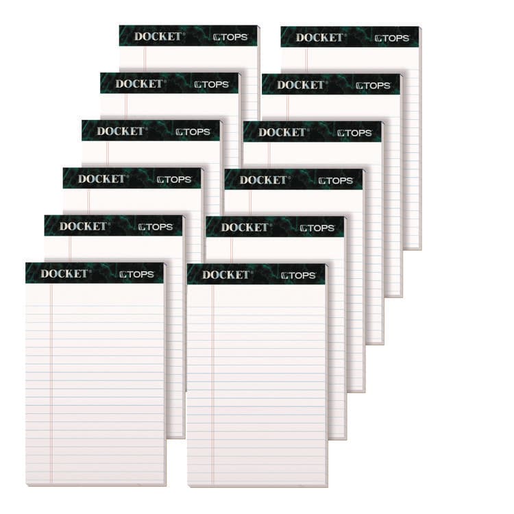 TOPS BUSINESS FORMS Docket Ruled Perforated Pads, Narrow Rule, (50) White 5 x 8 Sheets, 12/Pack (TOP63360)
