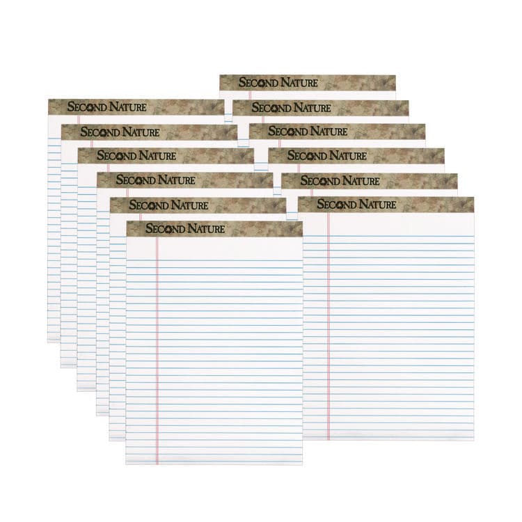 TOPS BUSINESS FORMS Second Nature Recycled Ruled Pads, Wide/Legal Rule, (50) White 8.5 x 11 Sheets, Dozen (TOP74880)