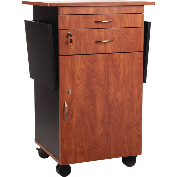 NATIONAL PUBLIC SEATING Multimedia Presentation Cart, 25 x 19 x 38, Cherry/Black (NPSMMC) thumbnail 3