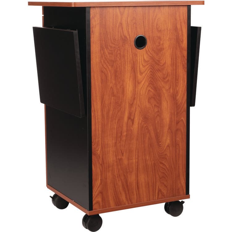 NATIONAL PUBLIC SEATING Multimedia Presentation Cart, 25 x 19 x 38, Cherry/Black (NPSMMC) thumbnail 4