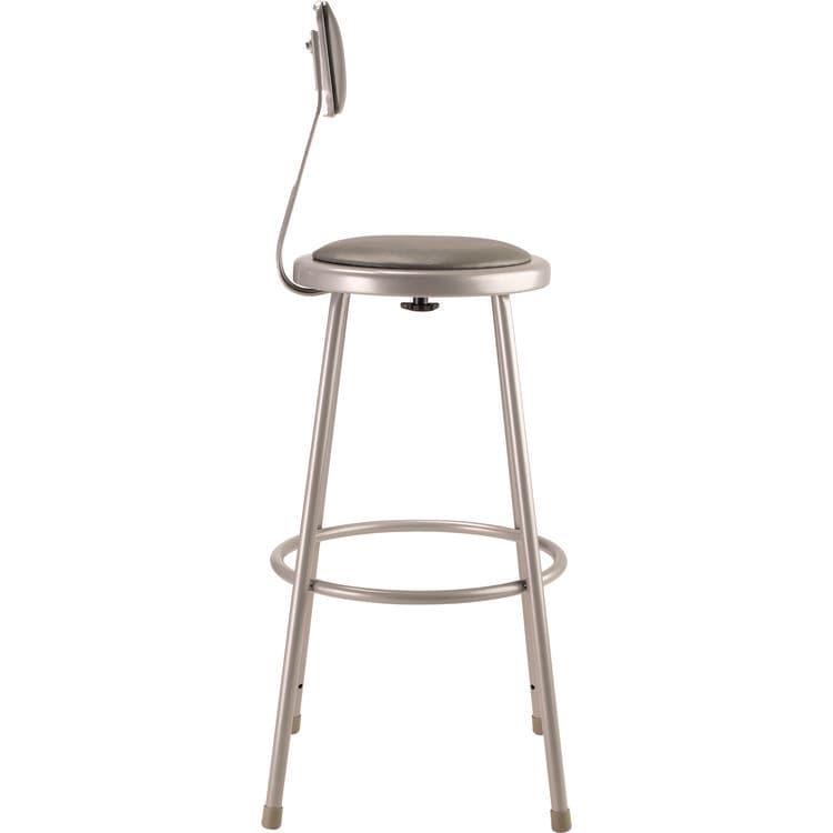 NATIONAL PUBLIC SEATING 6400 Series Heavy Duty Vinyl Padded Stool With Backrest, Supports 500 lb, 30" Seat Height, Gray Seat, Gray Back, Gray Base (NPS6430B) thumbnail 2