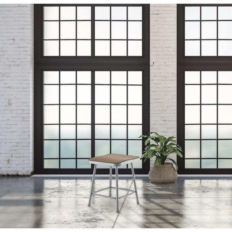 NATIONAL PUBLIC SEATING 6300 Series Heavy Duty Square Seat Steel Stool, Backless, Supports Up to 500 lb, 17.5" Seat Height, Brown Seat, Gray Base (NPS6318) thumbnail 2