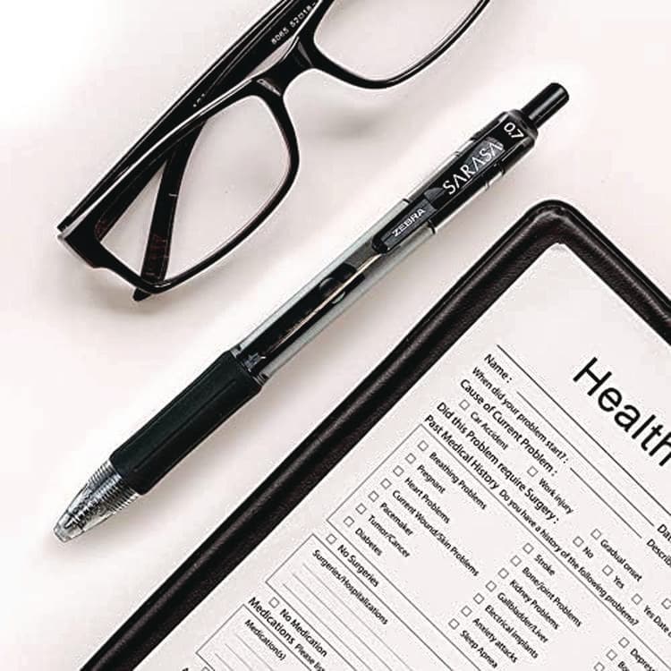 ZEBRA PEN CORP. Sarasa Dry Gel X20 Gel Pen Value Pack, Retractable, Medium 0.7 mm, Black Ink, Clear/Black Barrel, 24/Box (ZEB14680) thumbnail 4