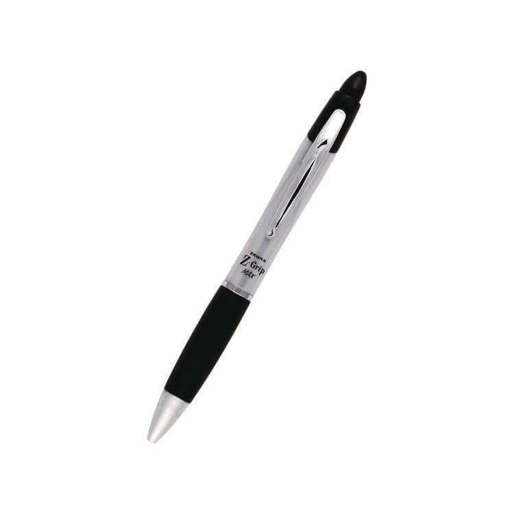 ZEBRA PEN CORP. Z-Grip MAX Ballpoint Pen, Retractable, Medium 1 mm, Black Ink, Silver/Black Barrel, 12/Pack (ZEB22410) thumbnail 3