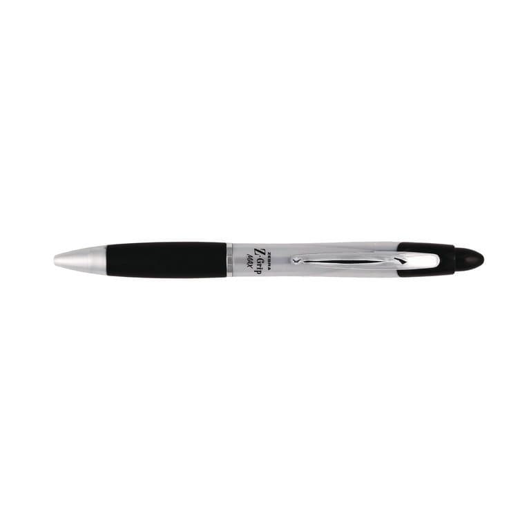 ZEBRA PEN CORP. Z-Grip MAX Ballpoint Pen, Retractable, Medium 1 mm, Black Ink, Silver/Black Barrel, 12/Pack (ZEB22410) thumbnail 4