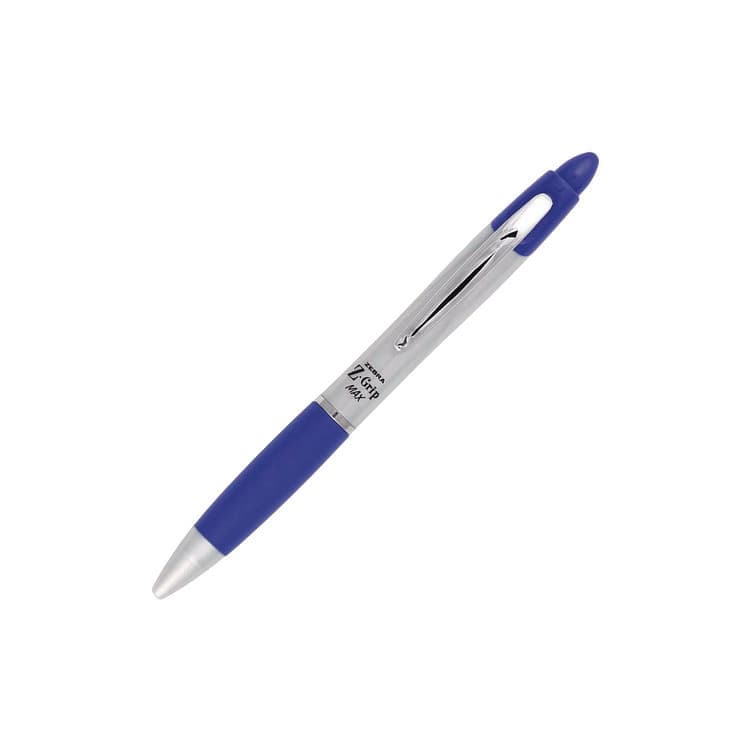 ZEBRA PEN CORP. Z-Grip MAX Ballpoint Pen, Retractable, Medium 1 mm, Blue Ink, Silver/Blue Barrel, 12/Pack (ZEB22420) thumbnail 3