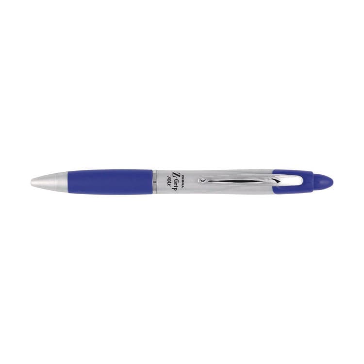 ZEBRA PEN CORP. Z-Grip MAX Ballpoint Pen, Retractable, Medium 1 mm, Blue Ink, Silver/Blue Barrel, 12/Pack (ZEB22420) thumbnail 4