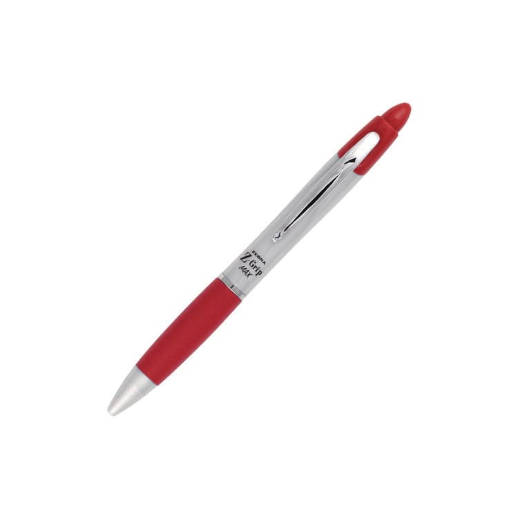 ZEBRA PEN CORP. Z-Grip MAX Ballpoint Pen, Retractable, Medium 1 mm, Red Ink, Silver/Red Barrel, 12/Pack (ZEB22430) thumbnail 4