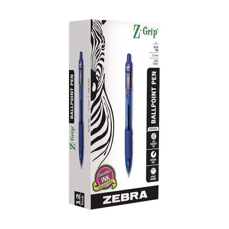 ZEBRA PEN CORP. Z-Grip Ballpoint Pen, Retractable, Medium 0.7 mm, Blue Ink, Translucent Blue/Blue Barrel, 12/Pack (ZEB23920) thumbnail 2