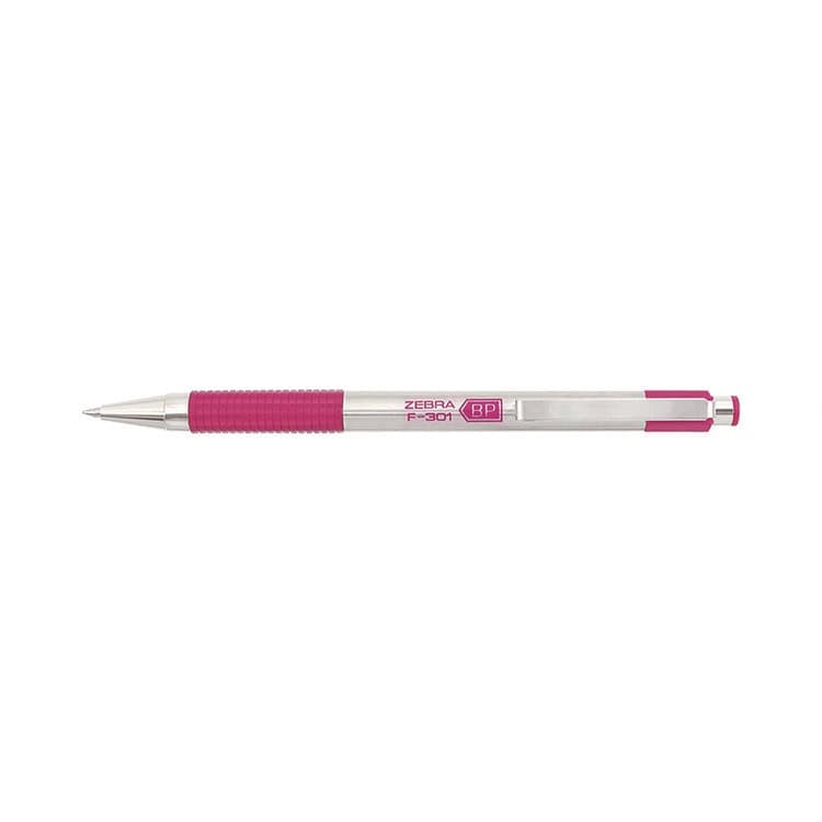 ZEBRA PEN CORP. F-301 Breast Cancer Awareness Ballpoint Pen, Retractable, Fine 0.7 mm, Black Ink, Stainless Steel/Pink Barrel (ZEB37111) thumbnail 3