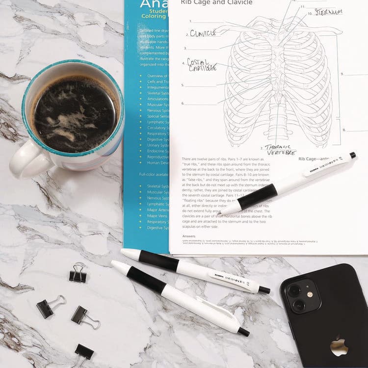 ZEBRA PEN CORP. Sarasa Dry X1+ Gel Pen, Retractable, Medium 0.7 mm, Black Ink, White/Black Barrel, 12/Pack (ZEB41510) thumbnail 3