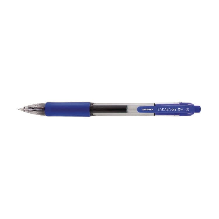 ZEBRA PEN CORP. Sarasa Dry Gel X20 Gel Pen, Retractable, Bold 1 mm, Blue Ink, Clear/Blue Barrel, 12/Pack (ZEB46620) thumbnail 4