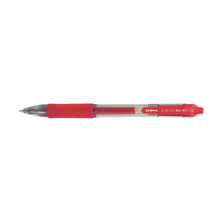 ZEBRA PEN CORP. Sarasa Dry Gel X20 Gel Pen, Retractable, Fine 0.5 mm, Red Ink, Clear/Red Barrel, 12/Pack (ZEB46730) thumbnail 4