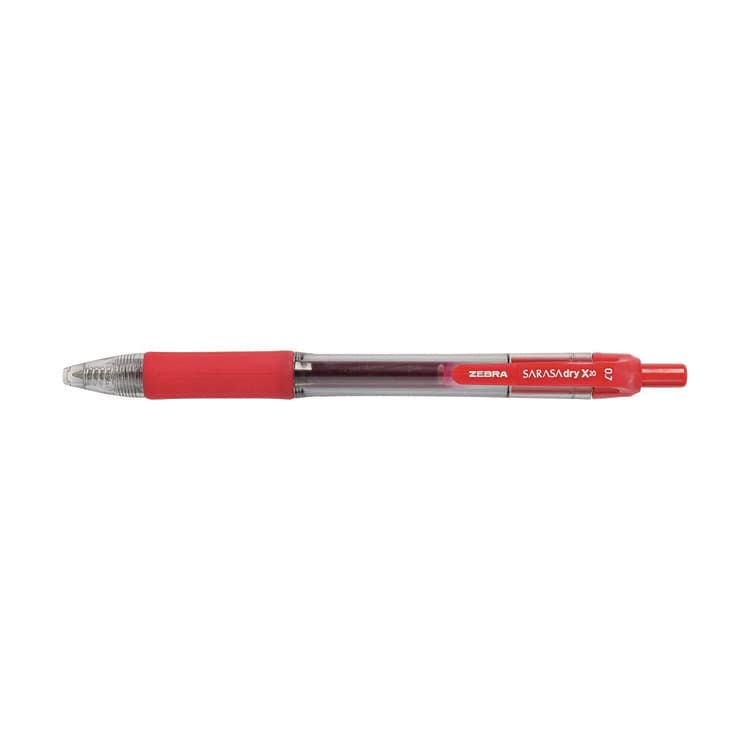 ZEBRA PEN CORP. Sarasa Dry Gel X20 Gel Pen, Retractable, Medium 0.7 mm, Red Ink, Clear/Red Barrel, 12/Pack (ZEB46830) thumbnail 4