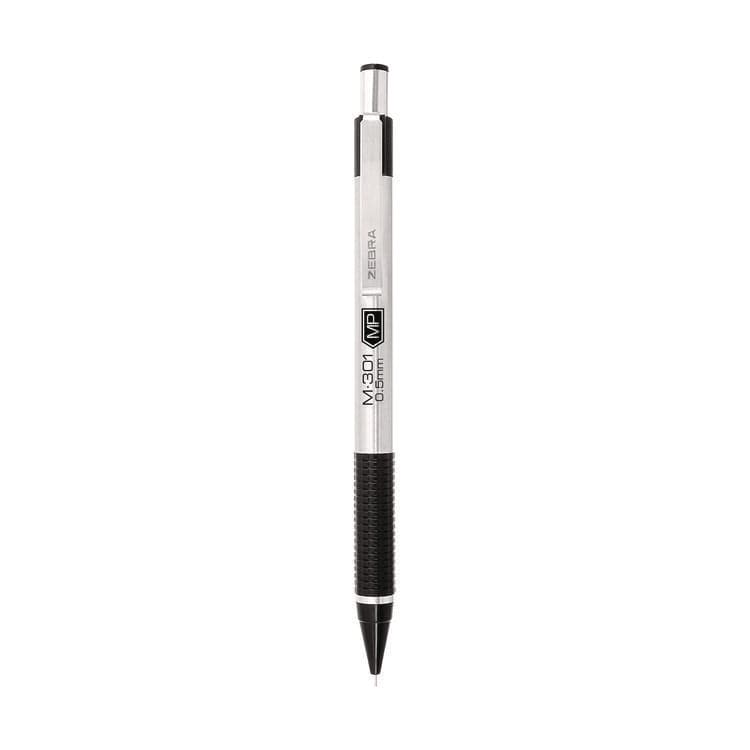ZEBRA PEN CORP. M-301 Mechanical Pencil, 0.5 mm, HB (#2), Black Lead, Silver/Black Barrel, 2/Pack (ZEB54012) thumbnail 2