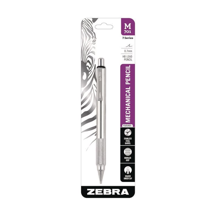 ZEBRA PEN CORP. M-701 Mechanical Pencil, 0.7 mm, F (#2.5), Black Lead, Silver Barrel (ZEB59411)
