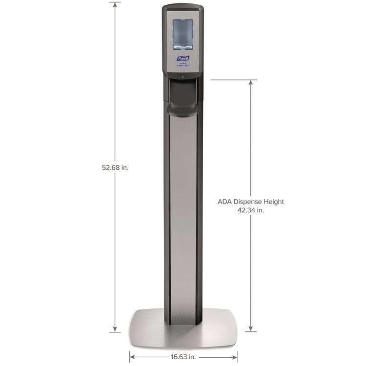 GO-JO INDUSTRIES MESSENGER CS8 Silver Panel Floor Stand with Dispenser, 1,200 mL, 15.13 x 16.62 x 52.68, Graphite/Silver (GOJ7518DSSLV) thumbnail 2