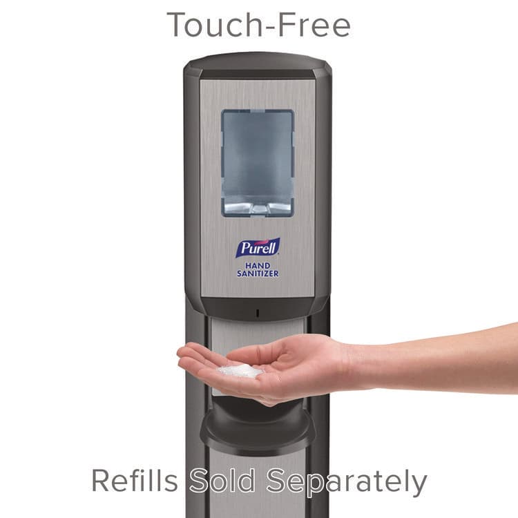 GO-JO INDUSTRIES MESSENGER CS8 Silver Panel Floor Stand with Dispenser, 1,200 mL, 15.13 x 16.62 x 52.68, Graphite/Silver (GOJ7518DSSLV) thumbnail 4