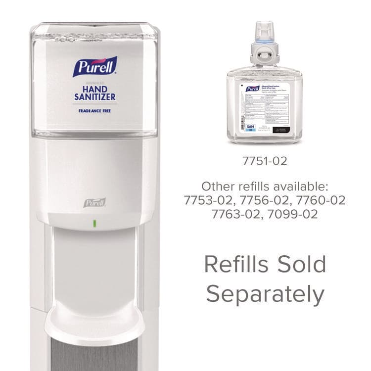 GO-JO INDUSTRIES MESSENGER ES8 Silver Panel Floor Stand with Dispenser, 1,200 mL, 16.75 x 6 x 40, Silver/White (GOJ7308DSSLV) thumbnail 4