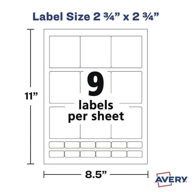 AVERY PRODUCTS CORPORATION Laser/Inkjet Media Labels, Inkjet/Laser Printers, 2.75" x 2.75", Matte White, 9 Labels/Sheet, 70 Sheets/Box (AVE5196) thumbnail 4