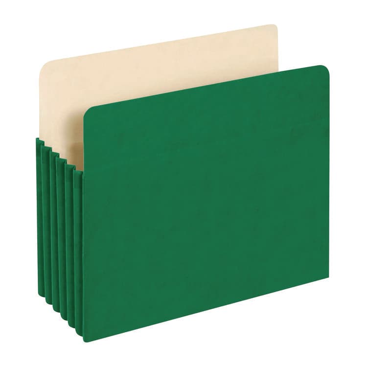 TOPS BUSINESS FORMS Reinforced File Pocket, 5.25" Expansion, Letter Size, Green (PFX1534GGRE10)