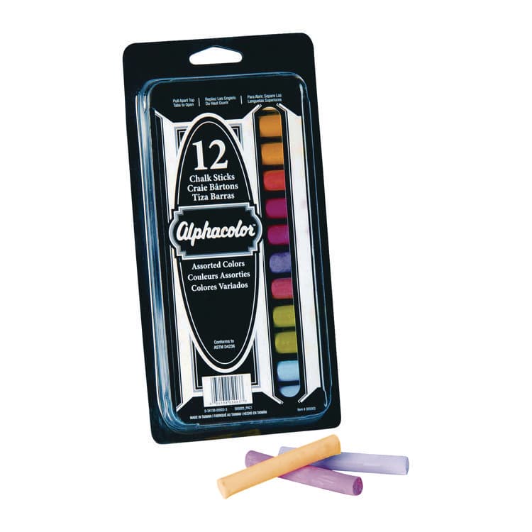 ACCO BRANDS, . Alphacolor Colored Chalk, 8 Assorted Colors, 12/Pack (QRT305003)
