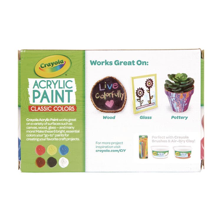 BINNEY & SMITH / CRAYOLA Acrylic Paint Set, Six Assorted Classic Colors, 2 oz Bottles, 6/Box (CYO1388272) thumbnail 4