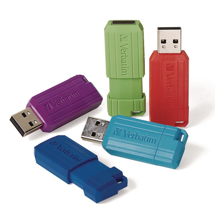 VERBATIM CORPORATION PinStripe USB 3.2 Flash Drive, 32 GB, Assorted Colors, 5/Pack (VER70055) thumbnail 4