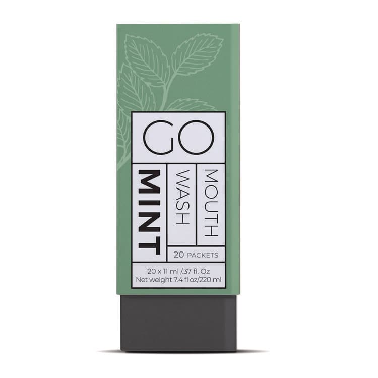 GO MOUTHWASH Individual Mouthwash Packets, Display Pack, Mint Flavor, 0.37 oz Packet, 20/Pack (GMHMW20)
