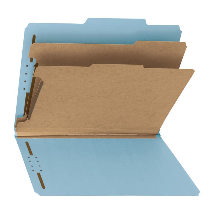 SMEAD MANUFACTURING CO. Recycled Pressboard Classification Folders, 2/5-Cut Tab, Expands 2", 2 Dividers, 4 Fasteners, Letter Size, Blue, 10/Box (SMD14021) thumbnail 4
