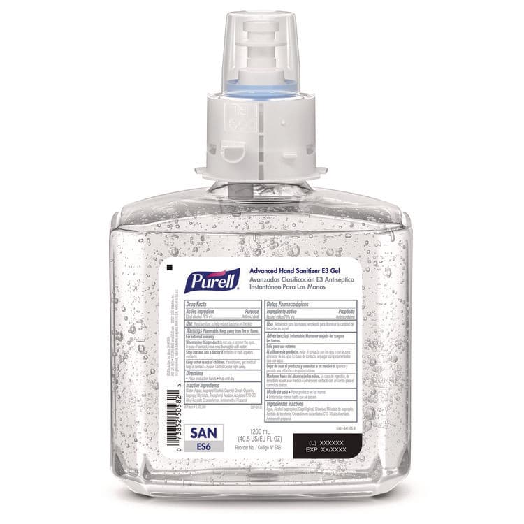 GO-JO INDUSTRIES Food Processing Advanced Hand Sanitizer E3 Gel, 1,200 mL Bottle, Fragrance-Free, For ES6 Dispensers, 2/Carton (GOJ646102) thumbnail 3